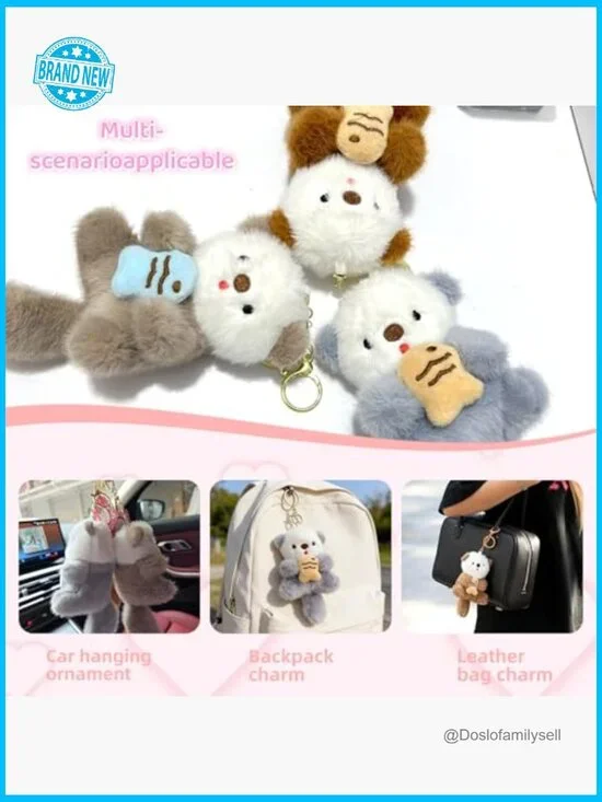 Otter Plush Keychain Adorable Animal Charm for Handbags Keys Backpacks Cute - Picture 5 of 7